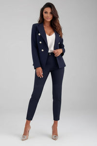 Armanda | Women's Double-Breasted Suit Set in Navy Blue