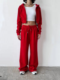 Armelle | Women's High Waist Comfortable Joggers in Red