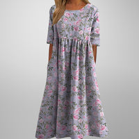 Armine | Women's Short Sleeve Loose Fit Midi Dress in Light Purple