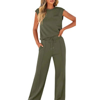 Artemisia | Women's Sleeveless Top and Pants Summer Co-Ord in Army Green