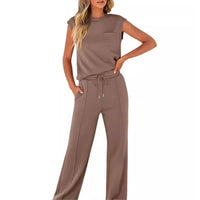 Artemisia | Women's Sleeveless Top and Pants Summer Co-Ord in Brown