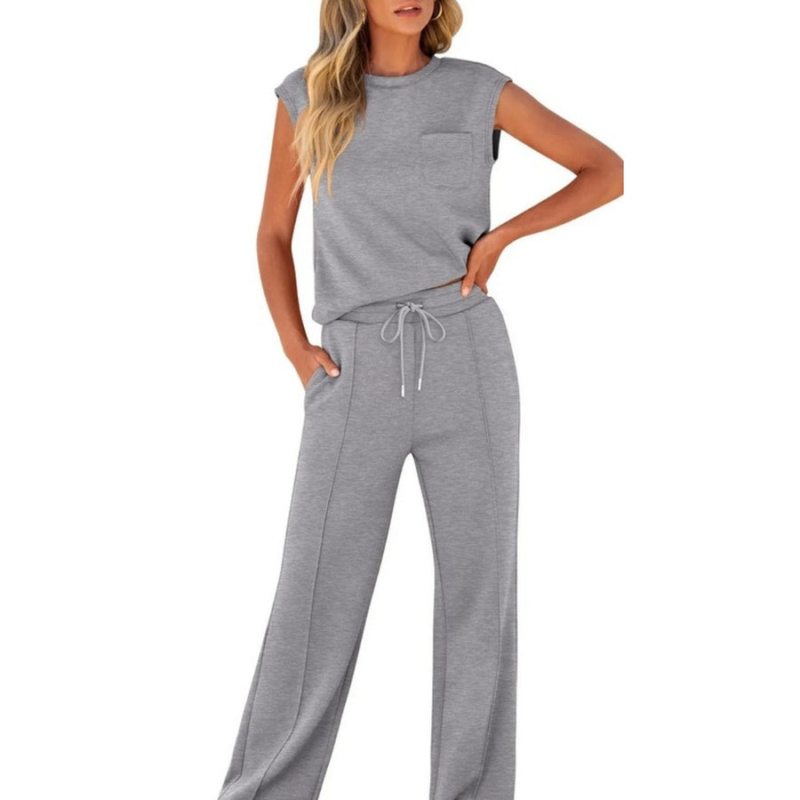 Artemisia | Women's Sleeveless Top and Pants Summer Co-Ord in Gray