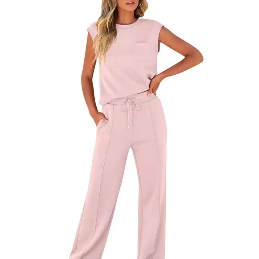 Artemisia | Women's Sleeveless Top and Pants Summer Co-Ord in Pink