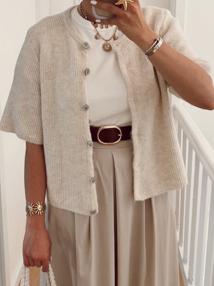 Asenath | Women's Lightweight Knit Cardigan in Apricot