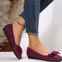 Ashley | Women's Bow-Detail Suede Slip-On Comfort Shoes in Bordeaux