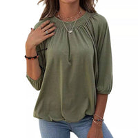 Ashlyn | Women's Lightweight Blouse Top in Olive Green