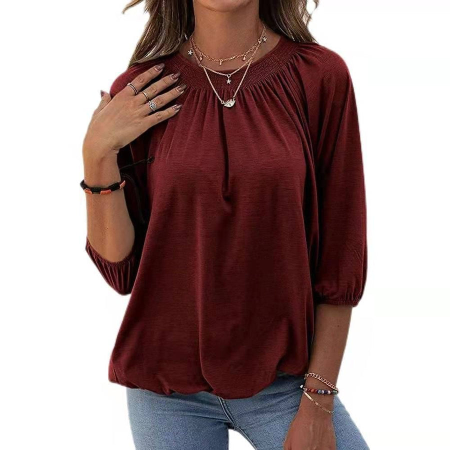 Ashlyn | Women's Lightweight Blouse Top in Wine Red