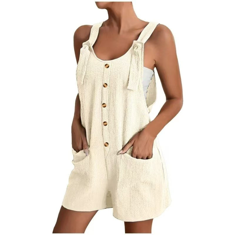Asta | Women's Button Detail Pockets Lightweight Dress – Casual Dress in Apricot