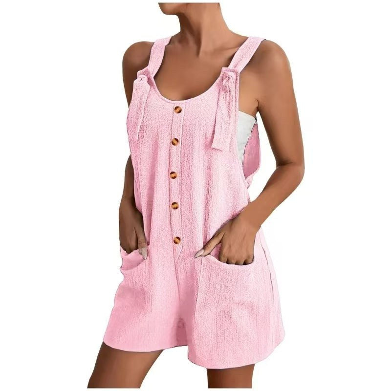 Asta | Women's Button Detail Pockets Lightweight Dress – Casual Dress in Pink
