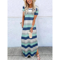 Athalie | Women's Round Neck Maxi Summer Dress in Multicolor