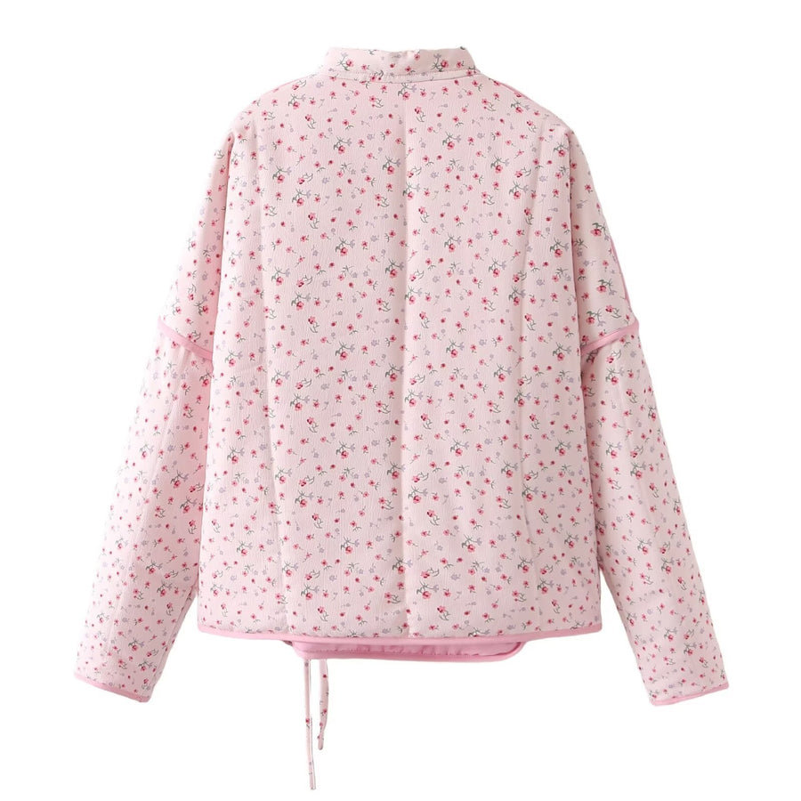 Aubrey | Women's Tie Belt Belted Floral Blouse in Pink