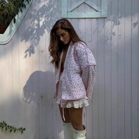 Aubrey | Women's Tie Belt Belted Floral Blouse in Pink