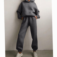 Aubrey | Women's Casual Loose-Fit Hoodie Jogger Two-Piece Set in Dark Gray
