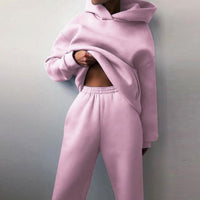 Aubrey | Women's Casual Loose-Fit Hoodie Jogger Two-Piece Set in Pink