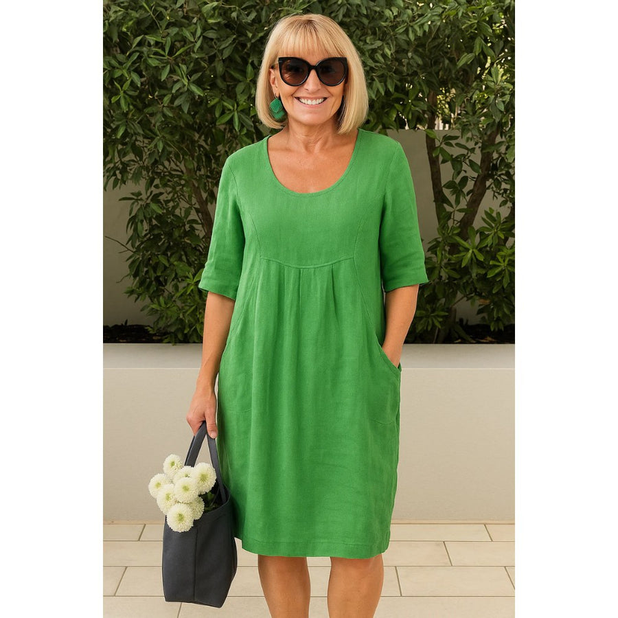 Audeline | Women's Short With Loose Shape Summer Dress in Green