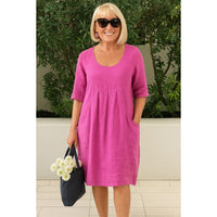 Audeline | Women's Short With Loose Shape Summer Dress in Pink