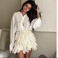Audra | Women's Ruffle Elegant Blouse in White