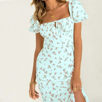 Audra | Women's Floral Print Dress in Light Blue