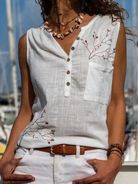 Audra | Women's Button Detail Blouse in White