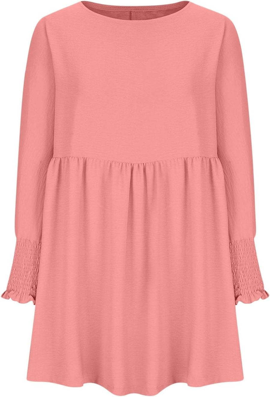 Augustina | Women's Smocked Cuff Mini Summer Dress in Light Pink
