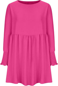 Augustina | Women's Smocked Cuff Mini Summer Dress in Pink