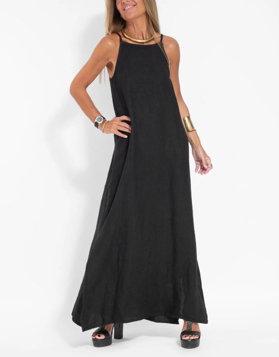 Aurelia | Women's Flowing Casual Maxi Dress in Black