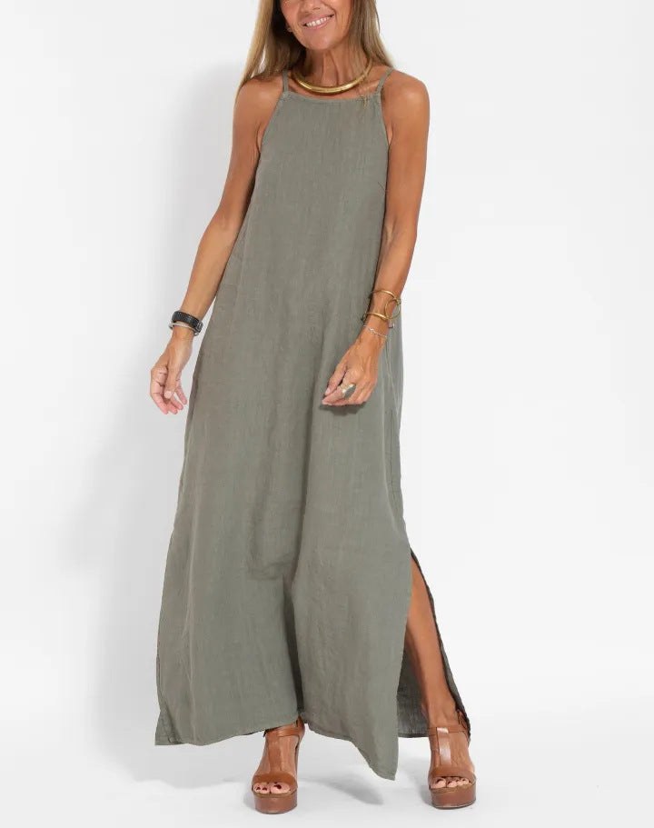 Aurelia | Women's Flowing Casual Maxi Dress in Olive Green