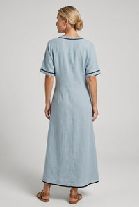 Aurelian | Women's Twist Front Maxi V-Neck Trim Summer Dress