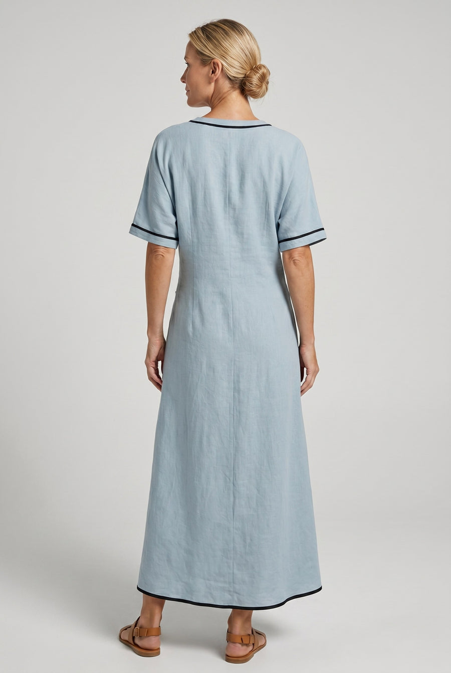 Aurelian | Women's Twist Front Maxi V-Neck Trim Summer Dress
