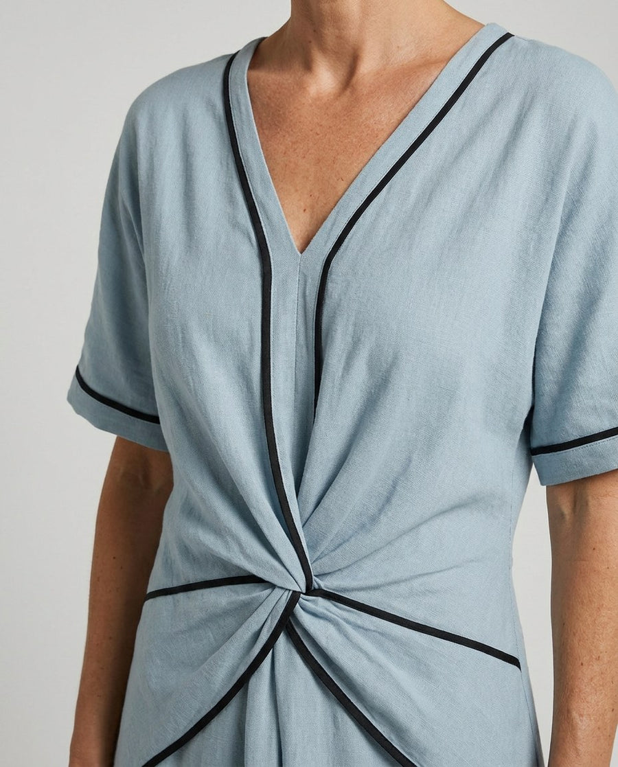 Aurelian | Women's Twist Front Maxi V-Neck Trim Summer Dress
