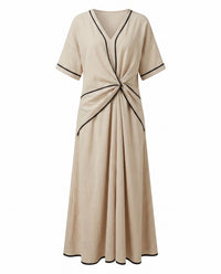 Aurelian | Women's Twist Front Maxi V-Neck Trim Summer Dress