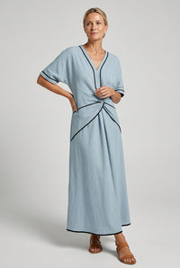 Aurelian | Women's Twist Front Maxi V-Neck Trim Summer Dress