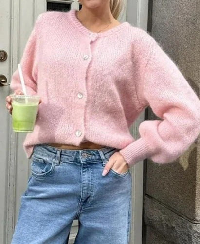 Aurelian | Women's Button-Front Knit Soft Cardigan in Pink