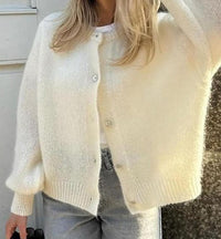 Aurelian | Women's Button-Front Knit Soft Cardigan in White