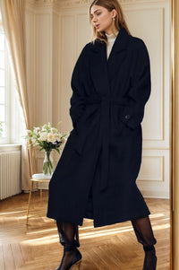 Aurelie | Women's Belted Elegant Coat in Black