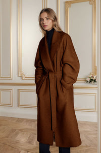 Aurelie | Women's Belted Elegant Coat in Brown