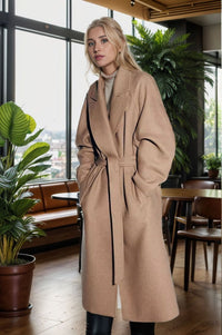Aurelie | Women's Belted Elegant Coat in Khaki