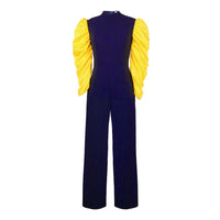 Aurelie | Women's Puff Sleeve Elegant Jumpsuit in Marine Blue