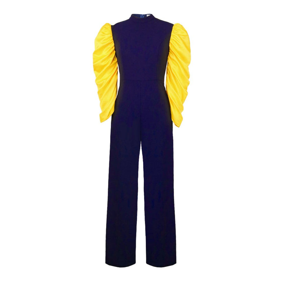Aurelie | Women's Puff Sleeve Elegant Jumpsuit in Marine Blue