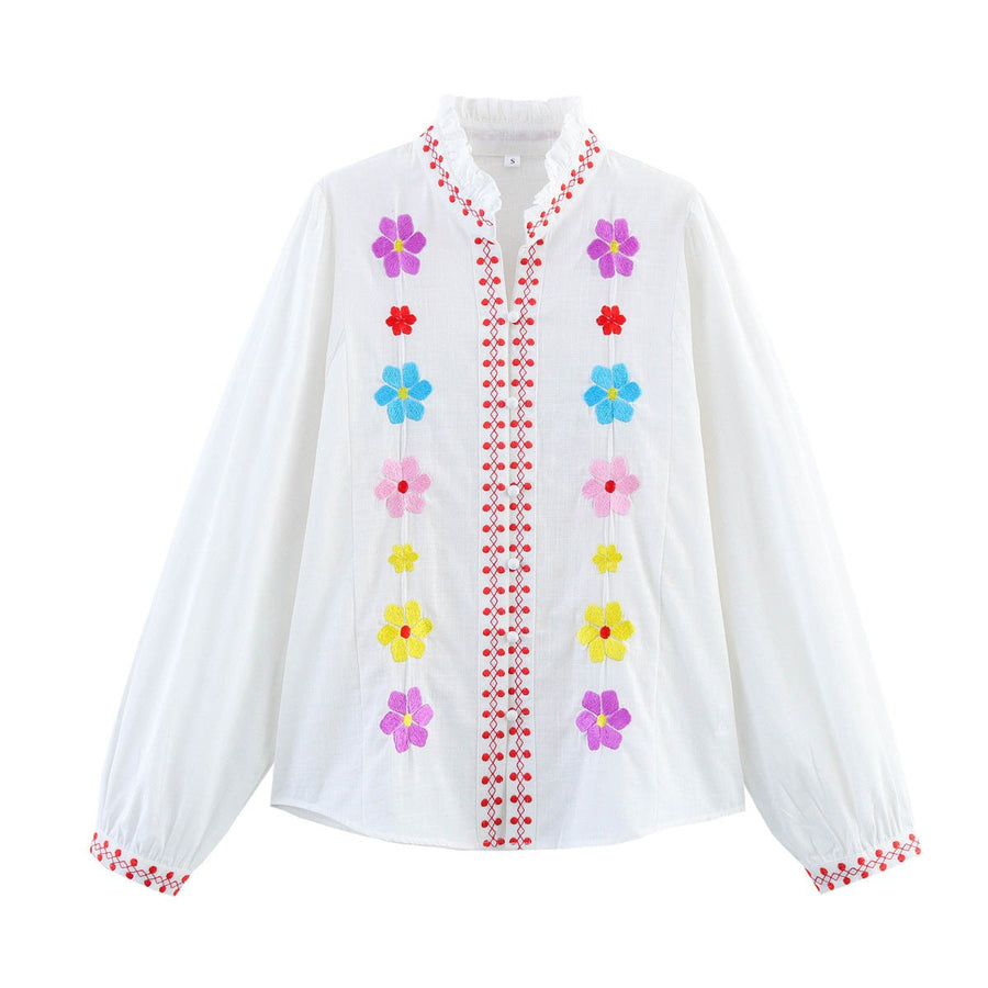 Aurelie | Women's Ruffle Blouse in White