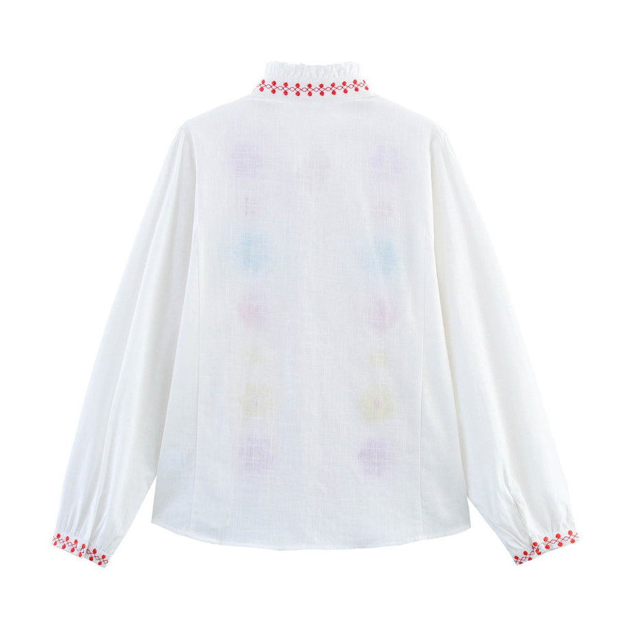 Aurelie | Women's Ruffle Blouse in White