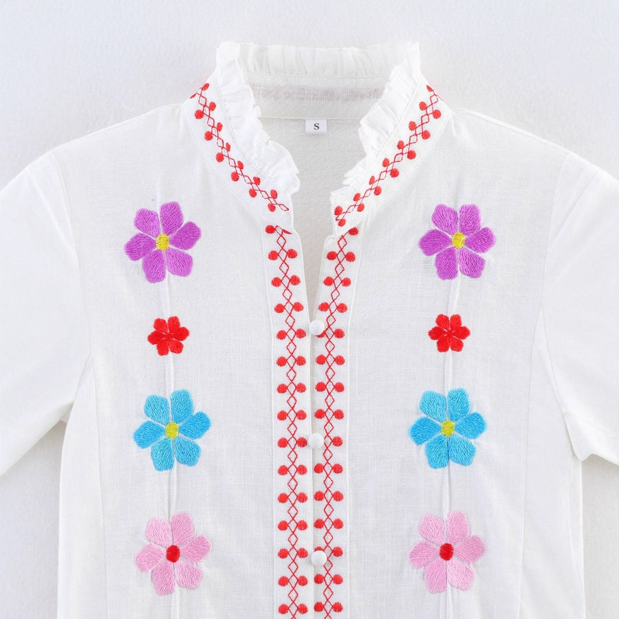 Aurelie | Women's Ruffle Blouse in White