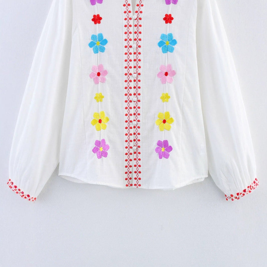 Aurelie | Women's Ruffle Blouse in White