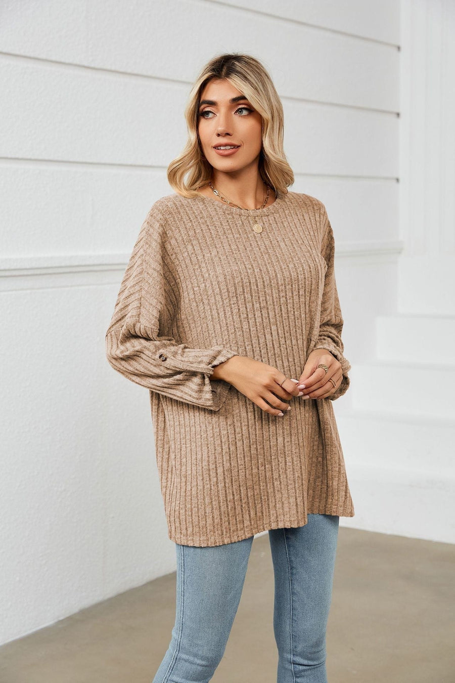Auriol | Women's Knit Top in Beige