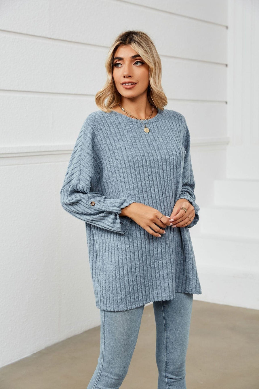 Auriol | Women's Knit Top in Blue