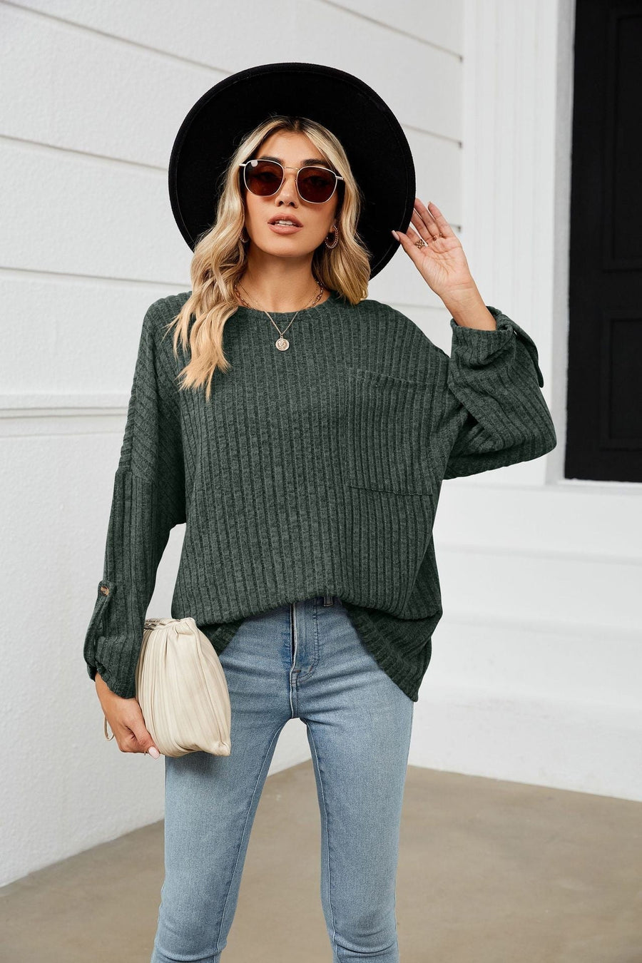 Auriol | Women's Knit Top in Green