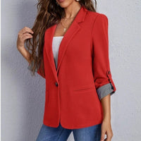 Aurora | Women's Striped Elegant Blazer in Red