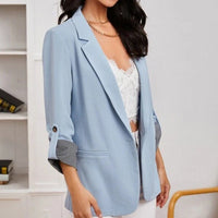Aurora | Women's Striped Elegant Blazer in Sky Blue