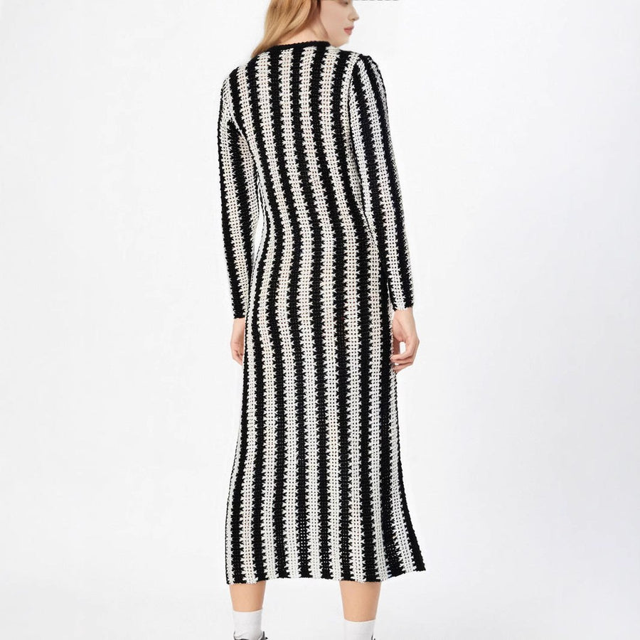 Aurora | Women's Asymmetric Knit Dress in Black