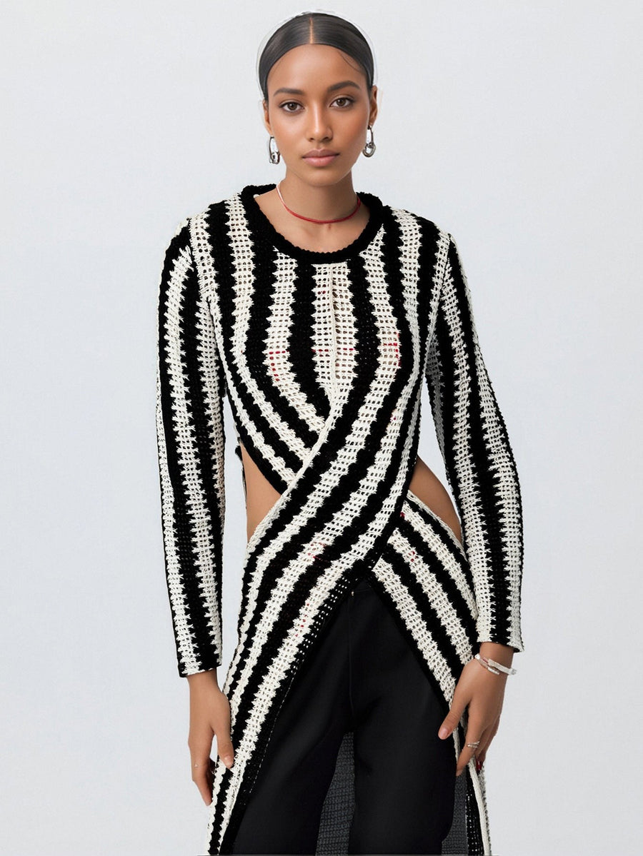 Aurora | Women's Asymmetric Knit Dress in Black